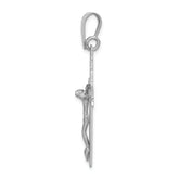 14K White Gold Crucifix Pendant with Rhodium Plating Solid Cast Design